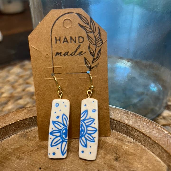 Keely Siebenthal Art & Designs - Wholesale Hangende/ronde oorbellen - Handgemaakte Kleien Oorbellen - Rec Boho Bloem0