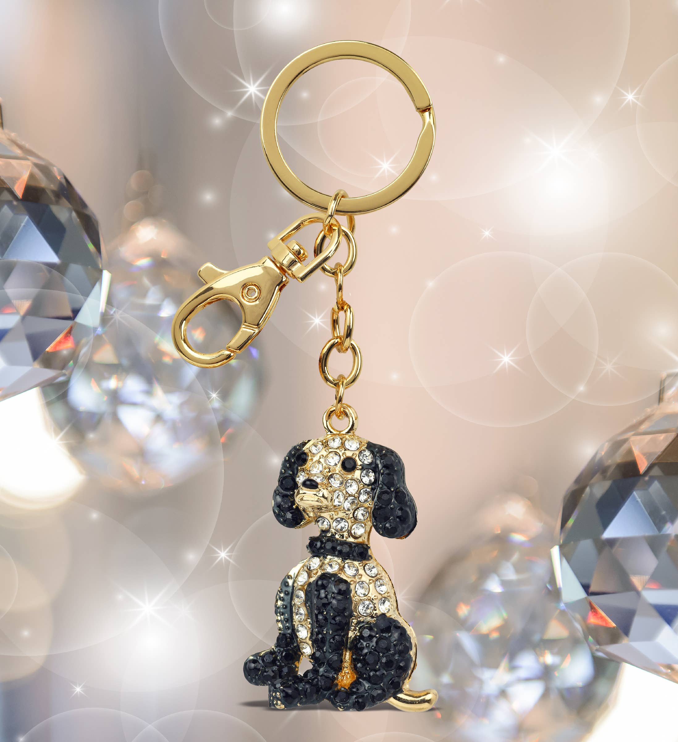 Cota Global - Vendita all'ingrosso Portachiavi - Unisex - Ciondoli Scintillanti in Oro - Cane Beagle3