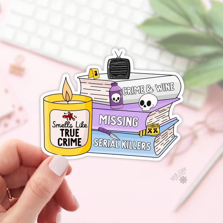 Smells Like True Crime Books Stickers / Bookish Stickers for wholesale by Book Lover Merch Shop