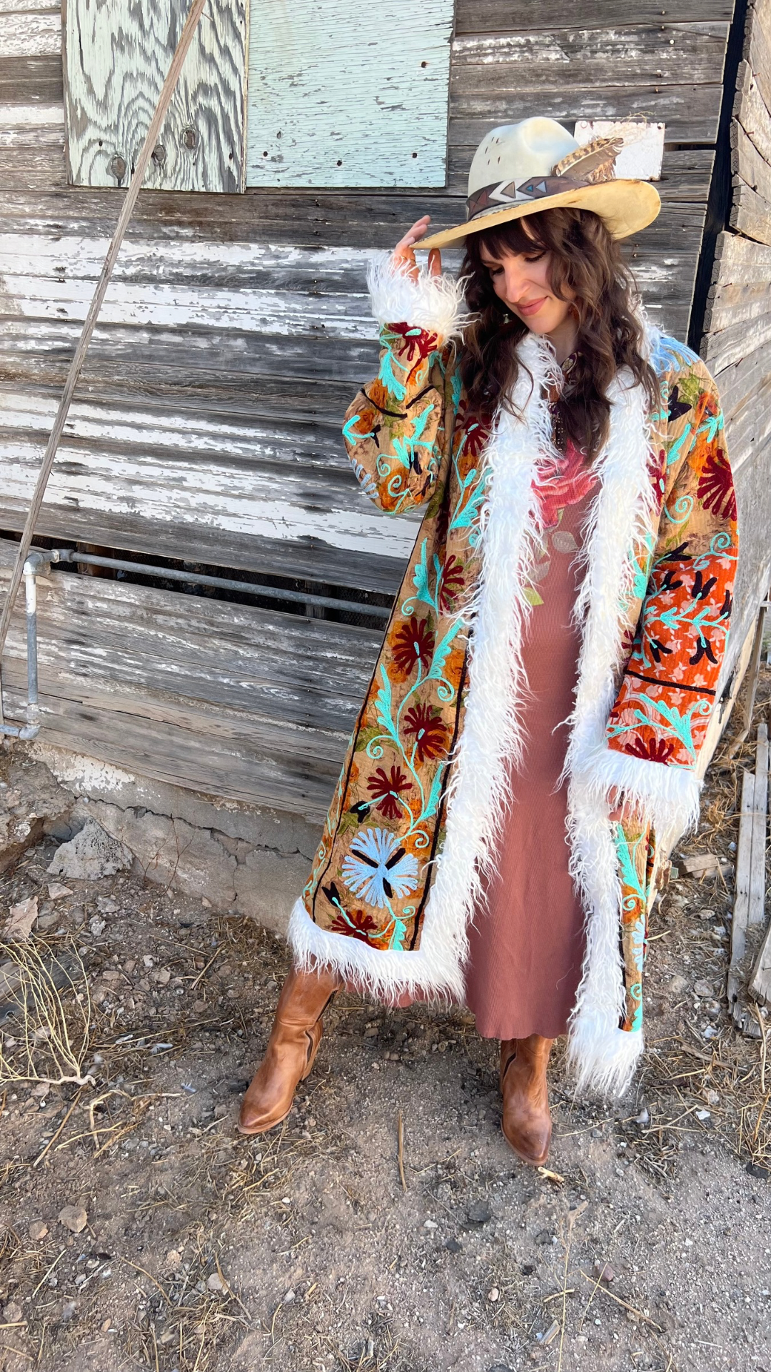 Wylder Trading Company - Wholesale Fur/Faux Fur Coat - Women's - Canyon Bloom Coat 027 (Long-Length) | Penny Lane Style Boho16