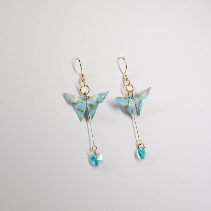 Kamyi.Art Origami Designs - Wholesale Dangle Earrings - Butterfly and Crystal Drop Earrings3