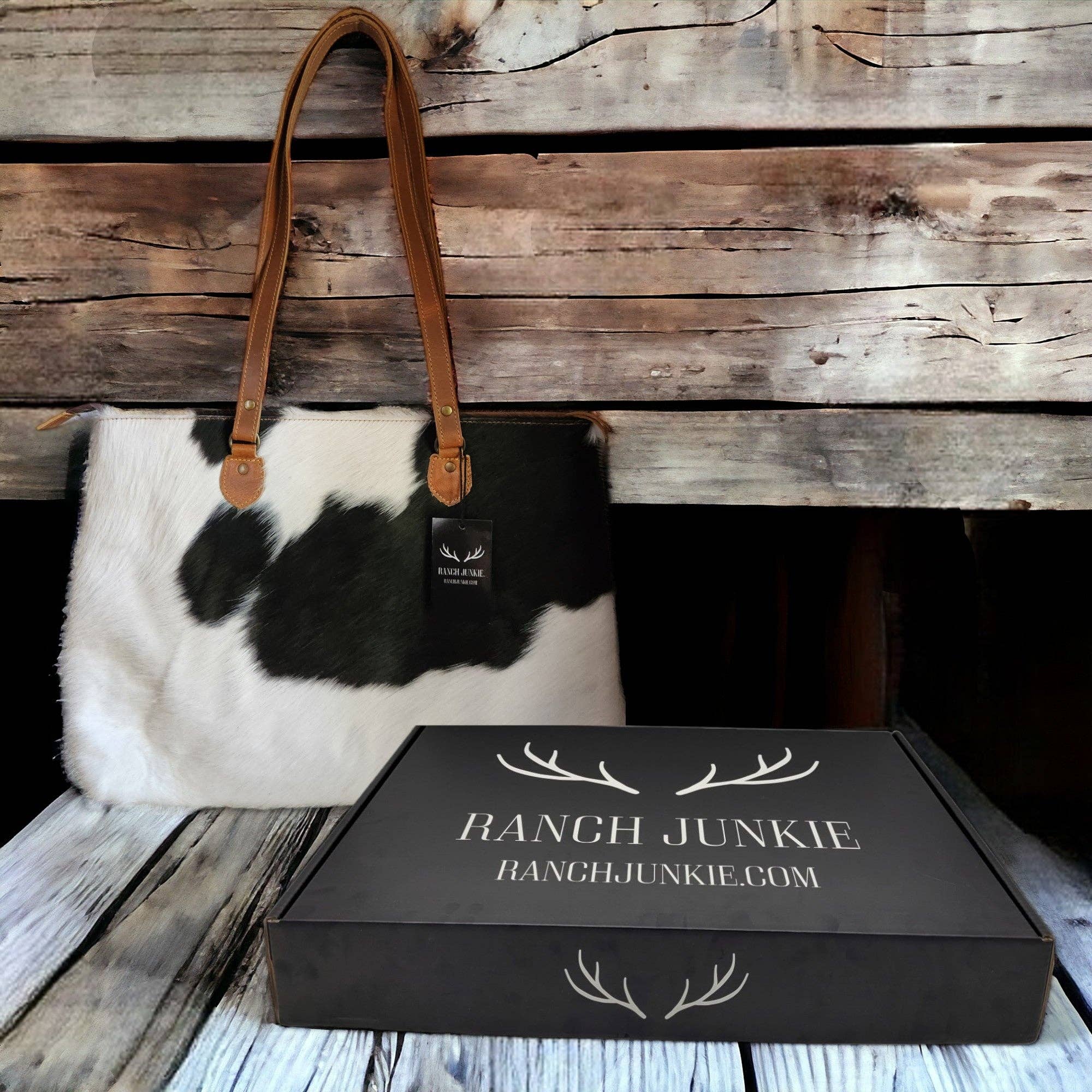 Ranch Junkie - Wholesale Tote Bag - Women's - Genuine Cowhide Large Tote Highlands Black Cowhide Tote4