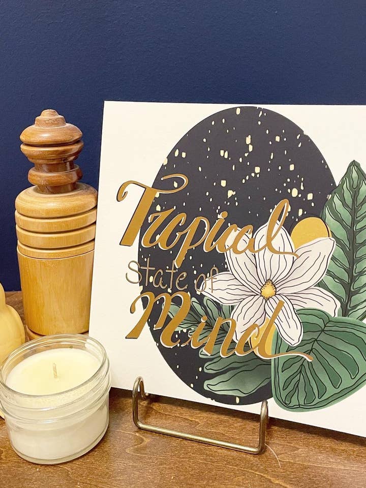État d'esprit tropical - Impression carrée pour la vente par Cassi B Designs