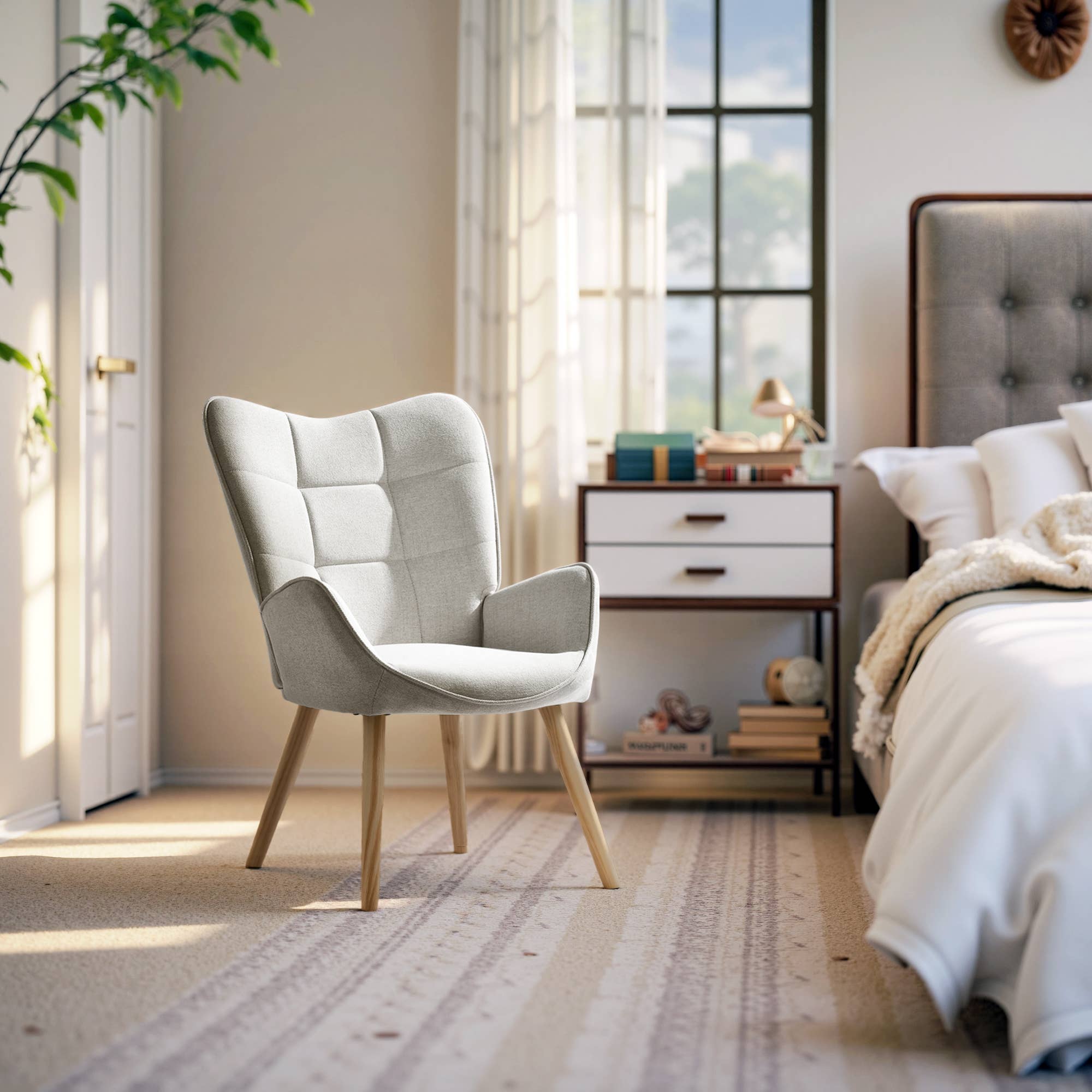 HOMYCASA DESIGN INC - Wholesale Chair - Modern Tufted Accent Chair with Suede Finish in Brown16