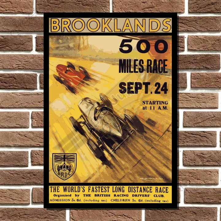Brooklands 500 Mijl Race Metalen Bord voor wholesale door Auto Junk UK Ltd