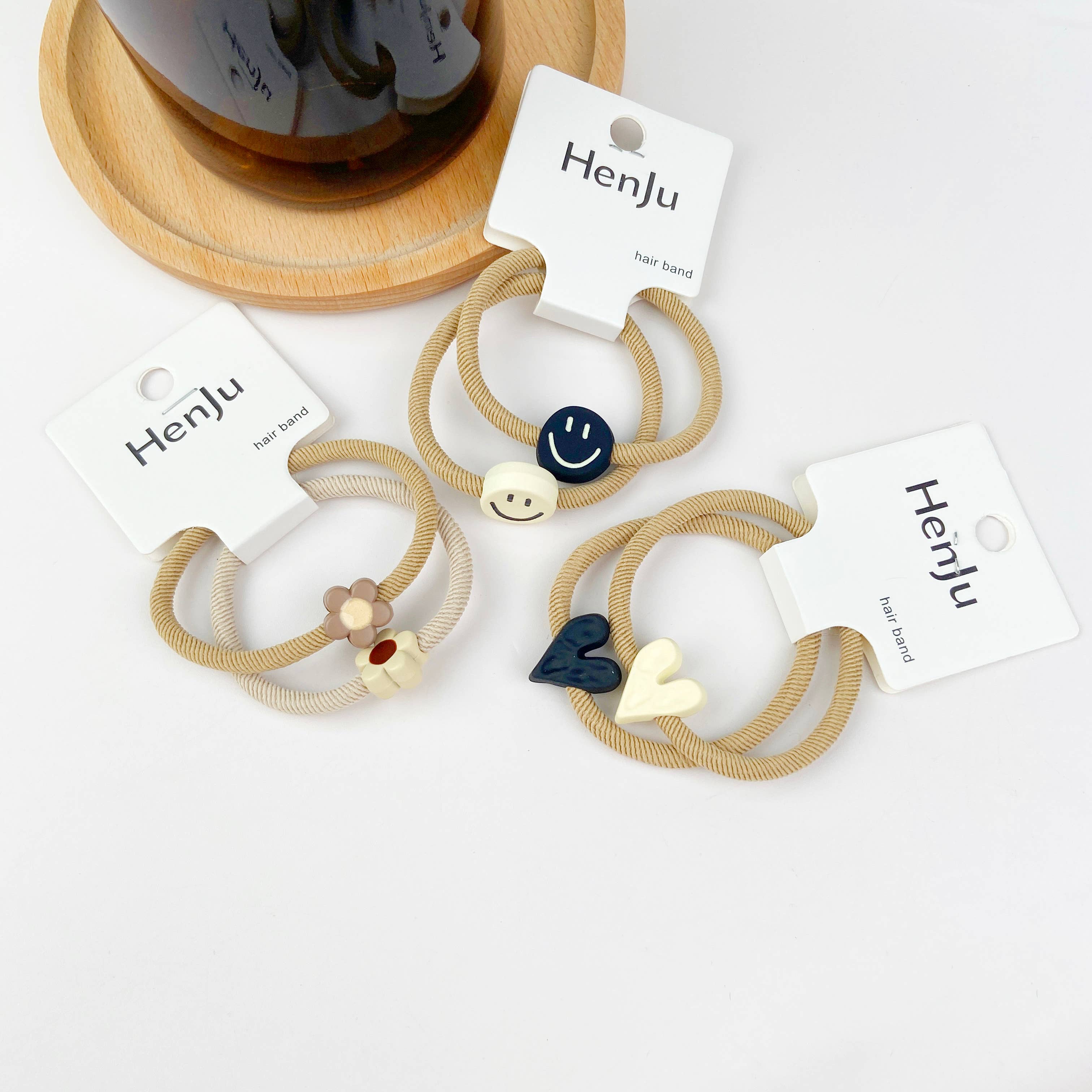 SoapElenGlen - Vente Élastique à cheveux - Lot de 2 élastiques à cheveux en forme de fleur en forme de queue de cheval en forme de cœur et de smiley5