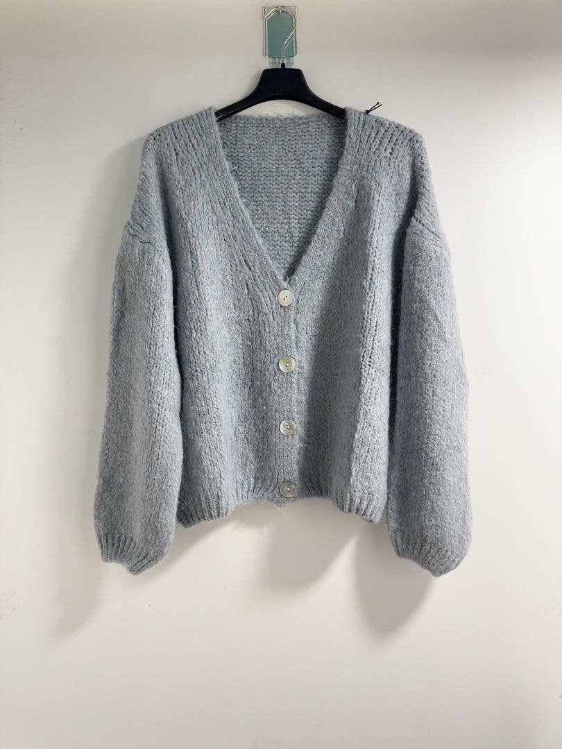 Happy look - Vendita all'ingrosso Cardigan - Donna - Cardigan in misto lana con maniche a sbuffo 5