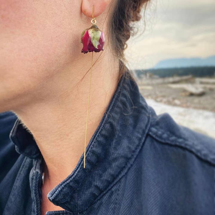 Lakoo Designs - Wholesale Dangle Earrings - Rose Threader Earrings