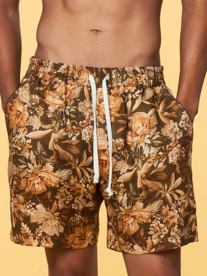 Short da salotto in lino - Floreale botanico per la vendita all'ingrosso da parte di Paul Jays