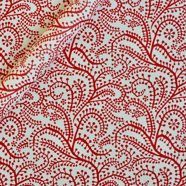 Cambridge Imprint - Wholesale Flat wrap - Patterned Paper Seaweed Paisley Crimson