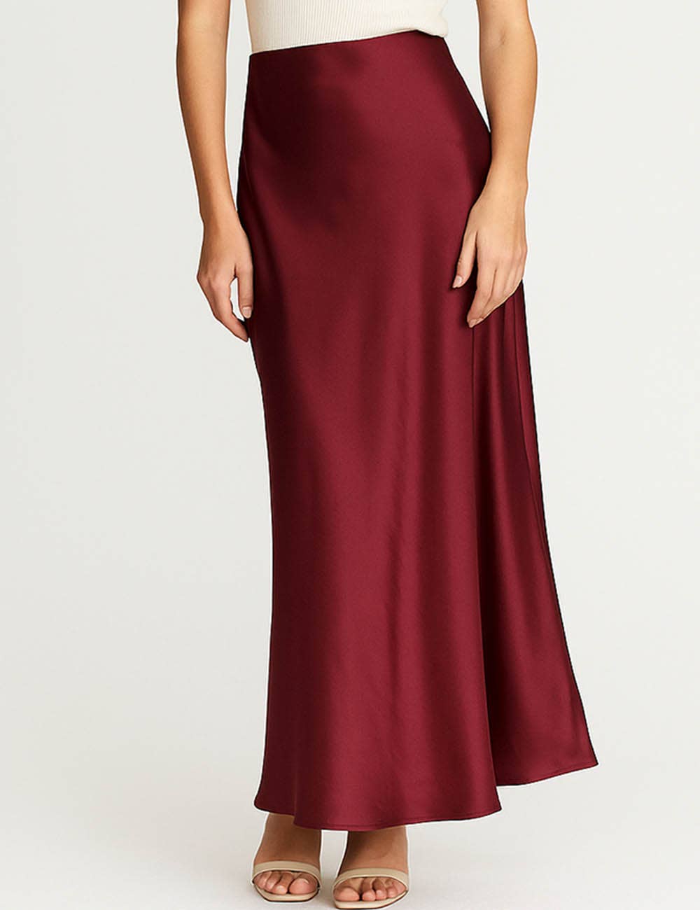 Sweetkama – wholesale Skirt – Women’s – Ladies Solid Color Satin Midi Skirt 551510