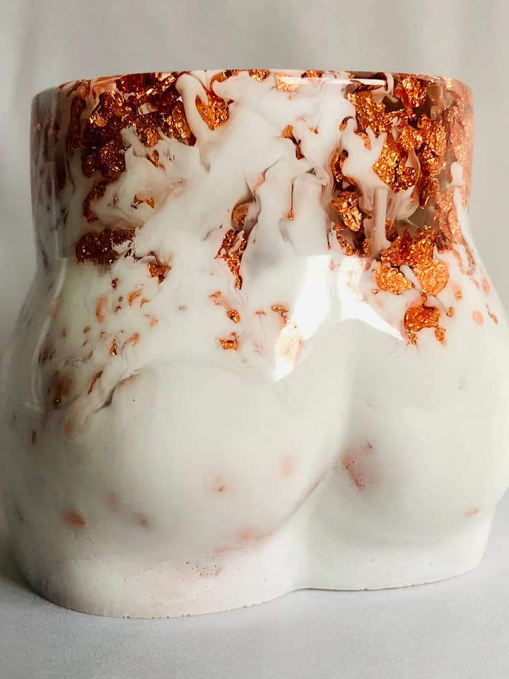 Booty Planter- White w/ Rose Gold Foil for wholesale by Sharlene Robertson Designs