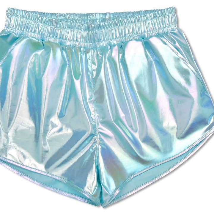 SHORT EN TISSU MÉTALLISÉ BLEU GLACÉ (GRAND (14)) pour la vente par Iscream