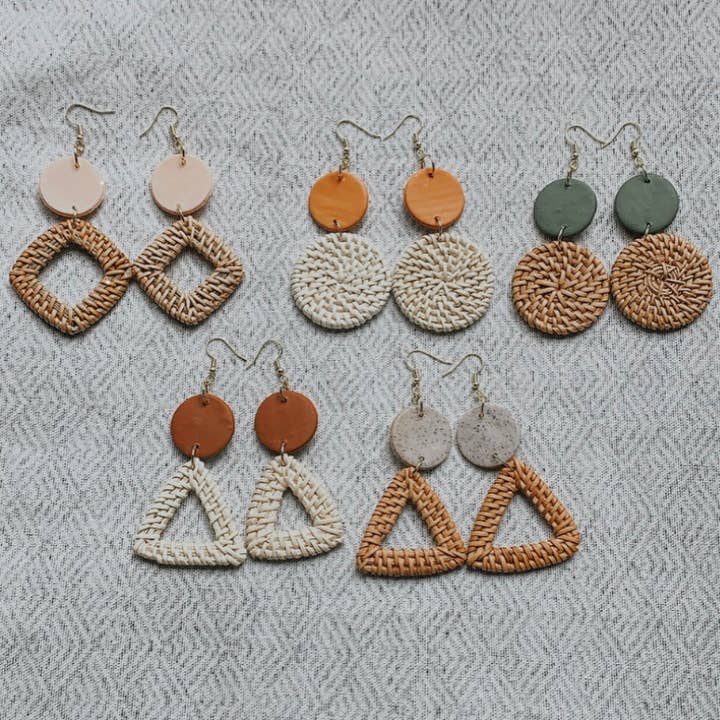Sahara Rattan Earrings for wholesale by Yohana Accessories Co
