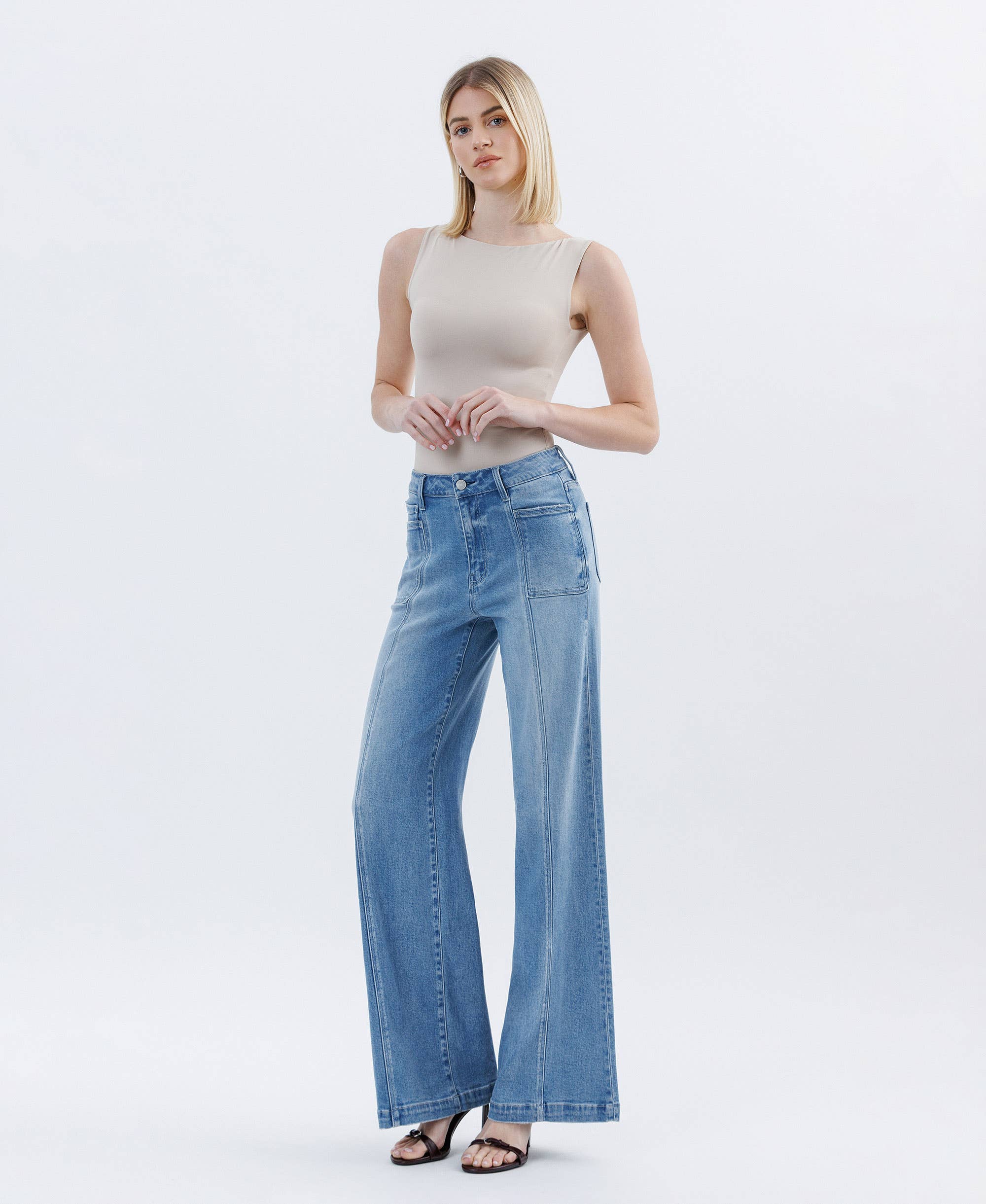 HOLLY HIGH RISE FULL LENGTH EXTREME WIDE LEG JEANS LV1702 for wholesale on Faire7