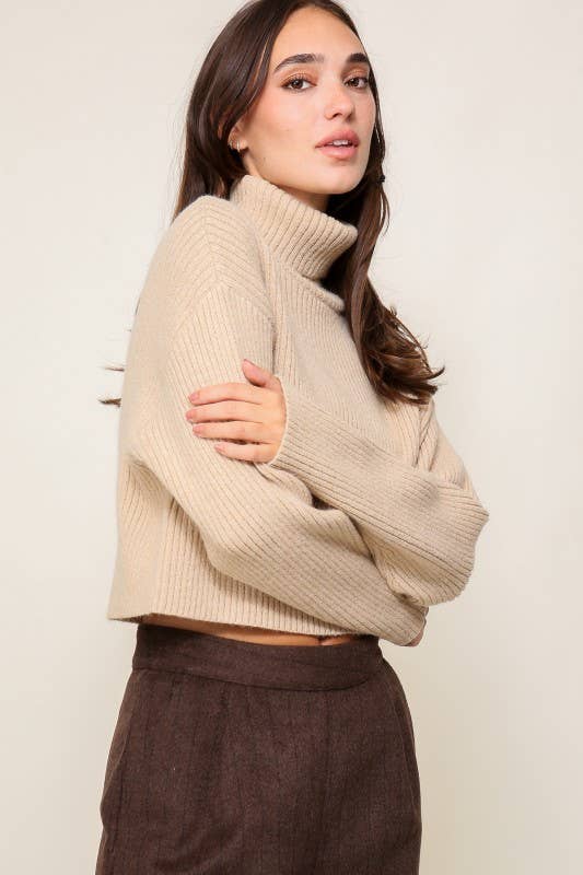 OATMEAL Mock Neck Layer Me Fall Sweater for wholesale on Faire0
