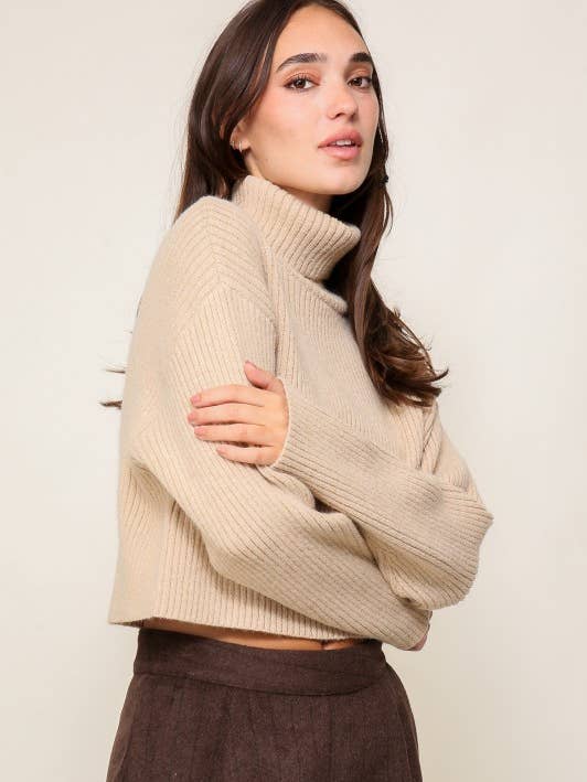 OATMEAL Mock Neck Layer Me Fall Sweater for wholesale on Faire0