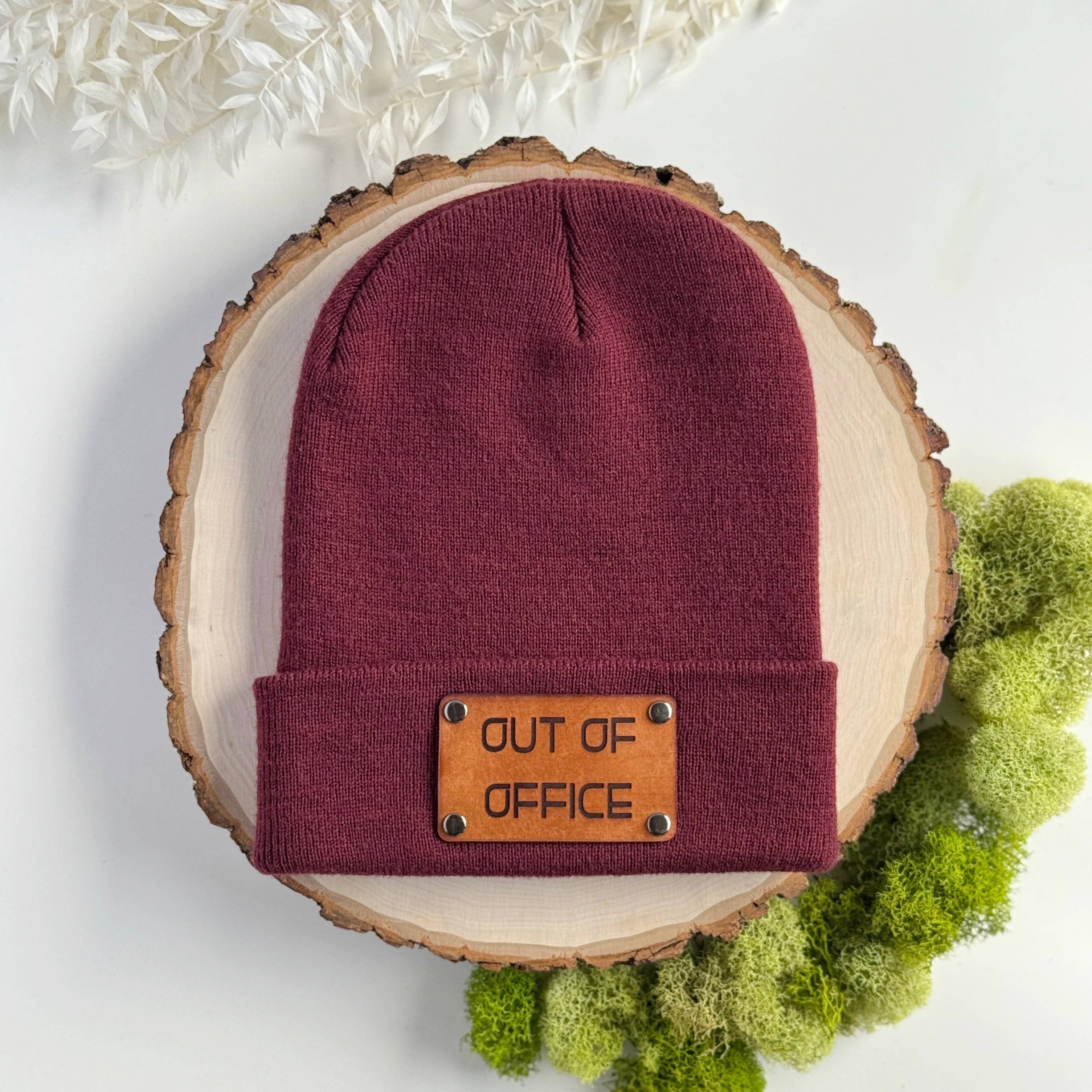 The Lonely Pine - Wholesale Beanie - Unisex - Out of Office beanie with snap on/off leather patch1