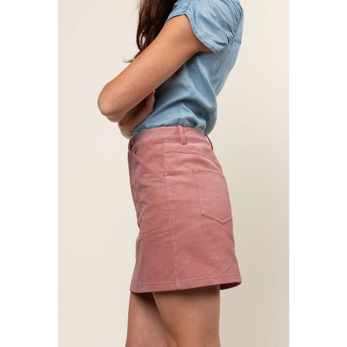 Naked Zebra - Wholesale Skirt - Women's - Corduroy Mini Skirt With Front Pockets2