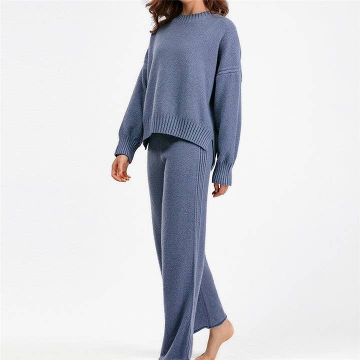 Ensfarvet Striktrøje og Bukser Sæt for engroshandel hos Sheer Trend