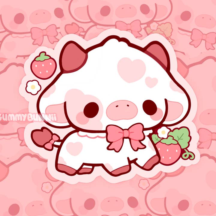 Adesivo de vaca morango por atacado de GUMMYBUNNII