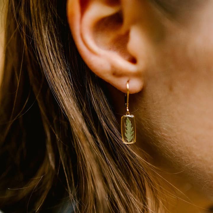 Seed & Soil Botanical Jewelry - Wholesale Huggie Earrings - Tiny Rectangle Huggie Hoops