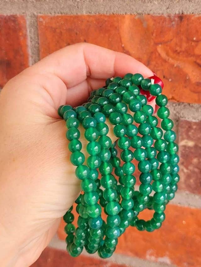 Pulsera elástica de ágata verde para venta al por mayor de ZARDENIA
