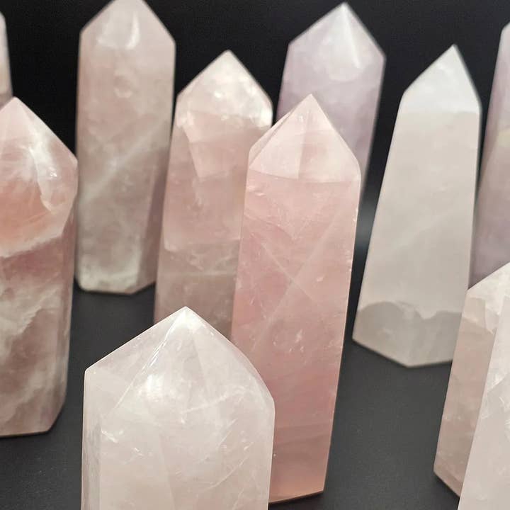 Distinction Crystals - Vente Pierre et cristal de spiritualité - Prismes en cristal de quartz rose - Tours 200-300g3