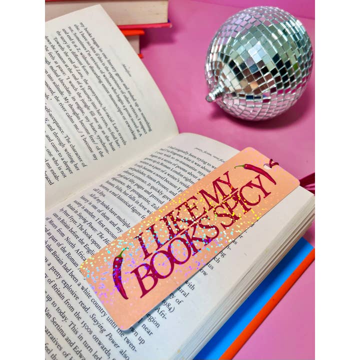 by Rosybum – wholesale Bookmark – I Like My Books Spicy Holographic Tassle Bookmark -Romantasy1