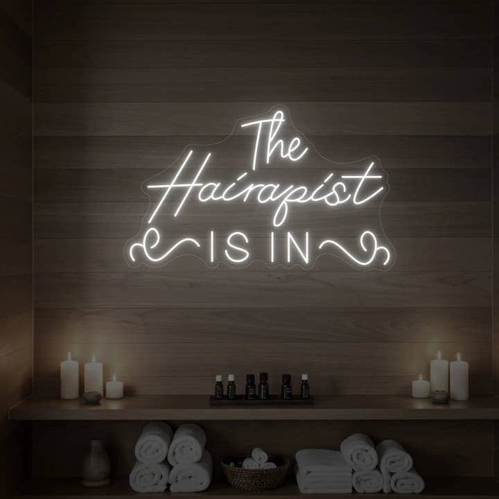 Hårterapeuten er her neonskilt for engroshandel hos Light Your Way