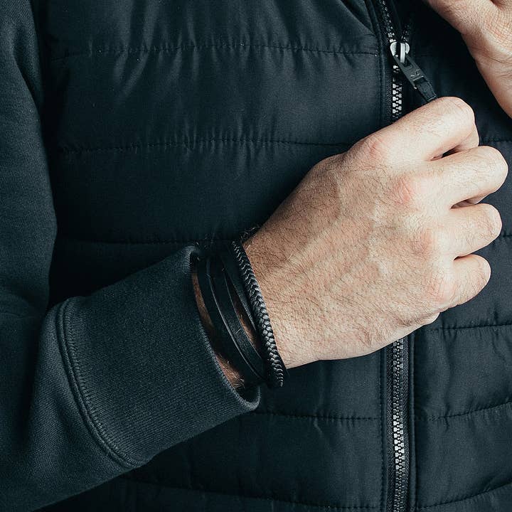 Blackskies - Wholesale Bangle Bracelet - Pathfinder Synthetic Leather Bracelet - Black Black2