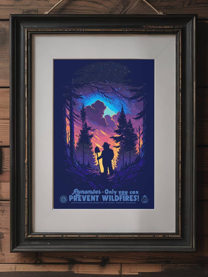 Smokey Bear Prevent Wildfires WPA Style Retro Poster for wholesale by Giant Step Design Co.