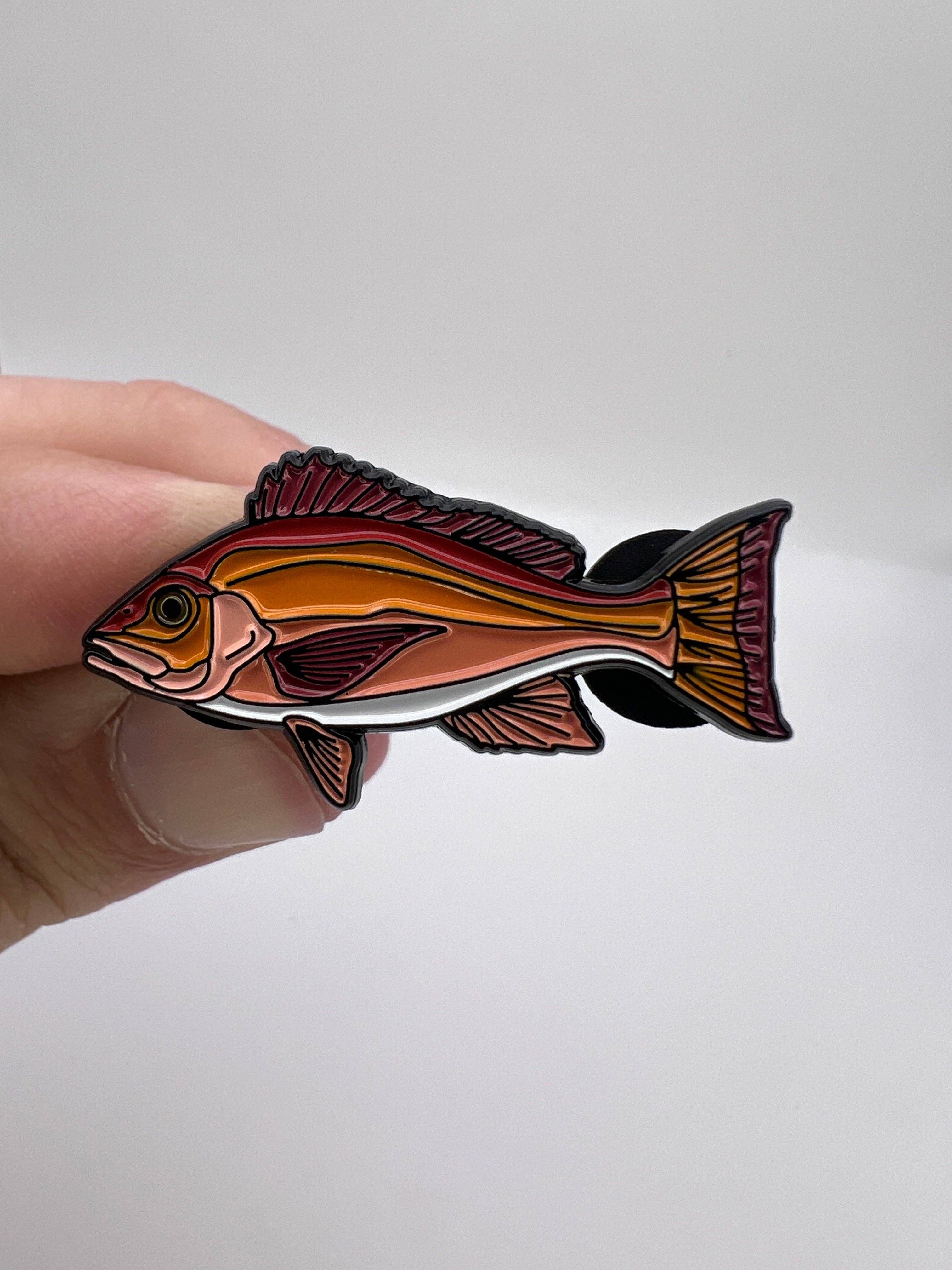 Hooked Pins - Wholesale Lapel Pin/Button - Red Snapper - Fish Pin with Gift Box