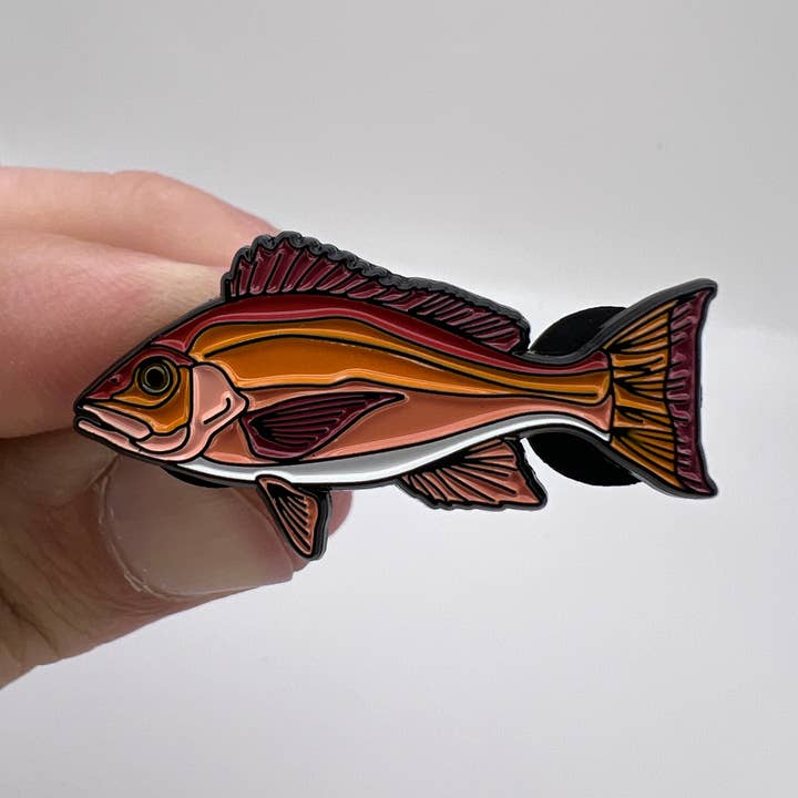 Hooked Pins - Wholesale Lapel Pin/Button - Red Snapper - Fish Pin with Gift Box0