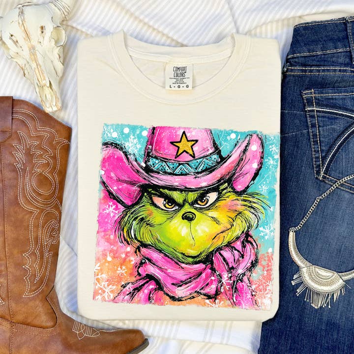 Western Cowboy Grinch | Christmas | Holiday | Tshirt for wholesale by The American Honey