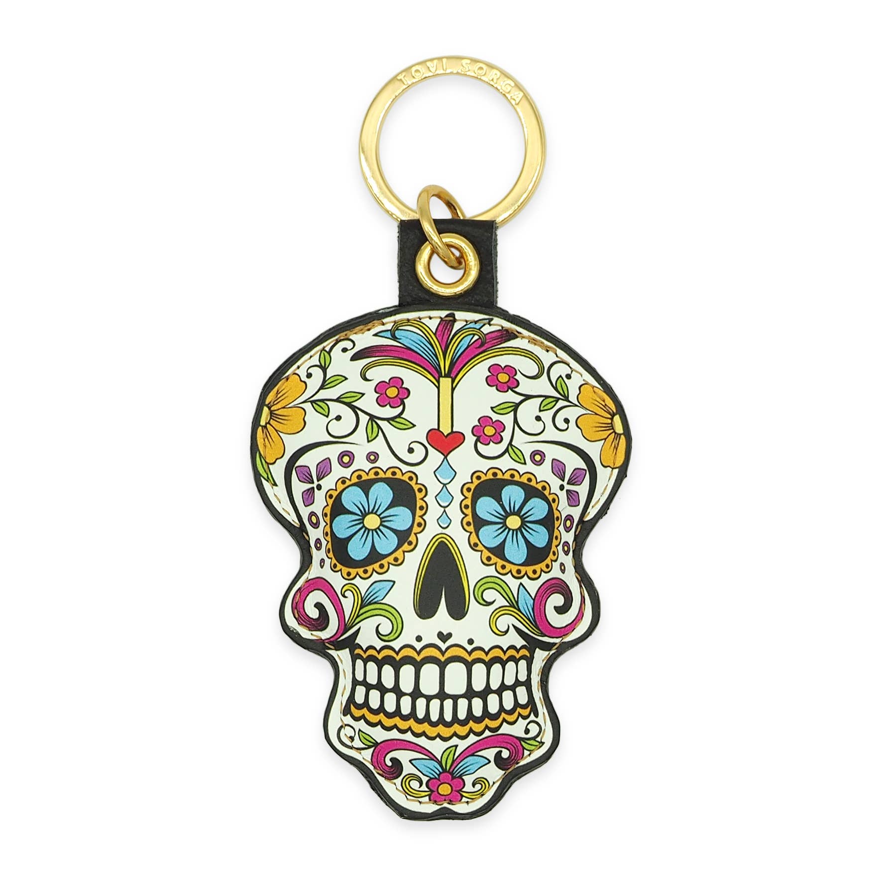 'Alkemest - Wholesale Sleutelhanger - Dames - Sugar Skull sleutelhanger - Sleutelhanger van echt leer - Bloemen1