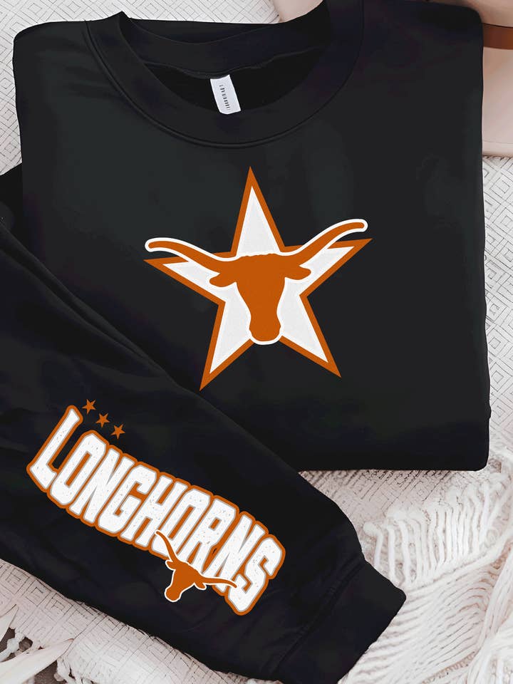 Manche imprimée Vêtements de supporter de l'Université du Texas Longhorns UT pour la vente par A Blessed Texas Mess Boutique