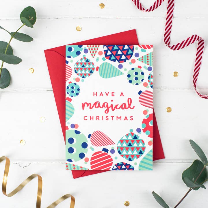 Magical Christmas! Festive Cheer Christmas Card for wholesale by Jane Katherine Houghton Designs