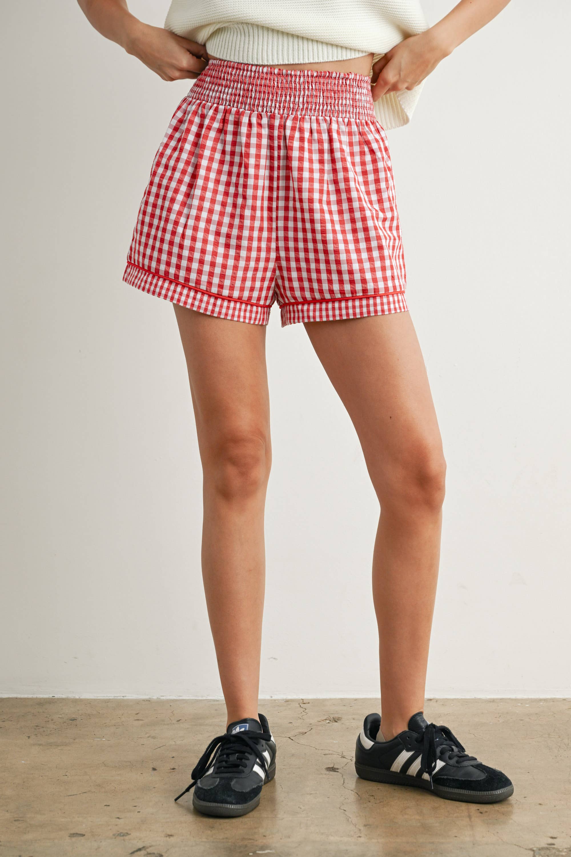 BUTTERMELON - Wholesale Korte broeken - Dames - Garterized Gingham Shorts - BMP76585