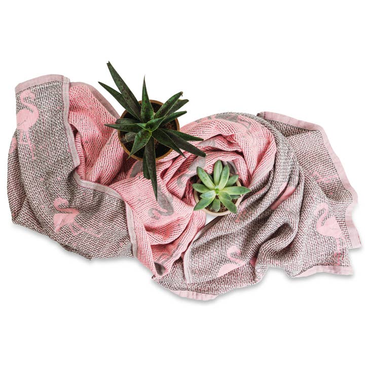 100% Pure Turkish Cotton Woven Blanket (Flamingo) for wholesale by Leyl&Ari