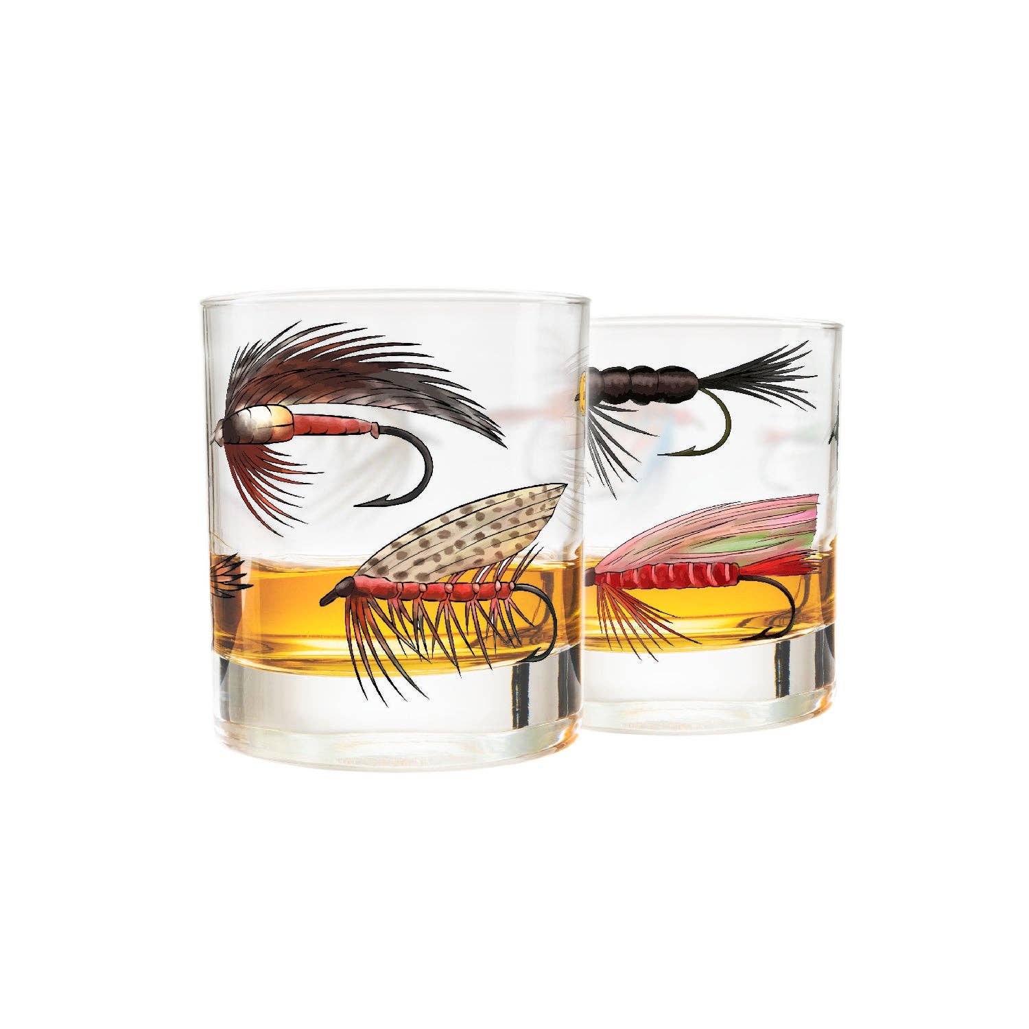 Greenline Goods - Wholesale Cocktail/Liquor Glass - Fly Fishing Lures Whiskey Glass Set6