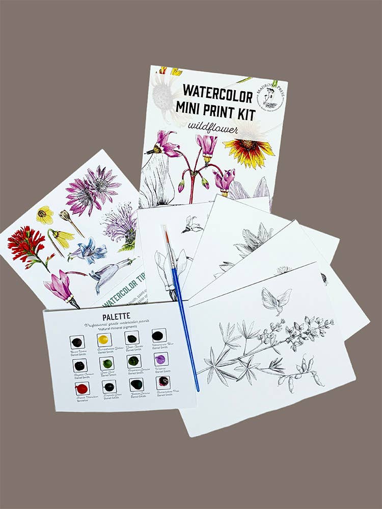 Madrona Press - Wholesale DIY Craft Kit - Watercolor Mini Print Kit - Wildflowers1