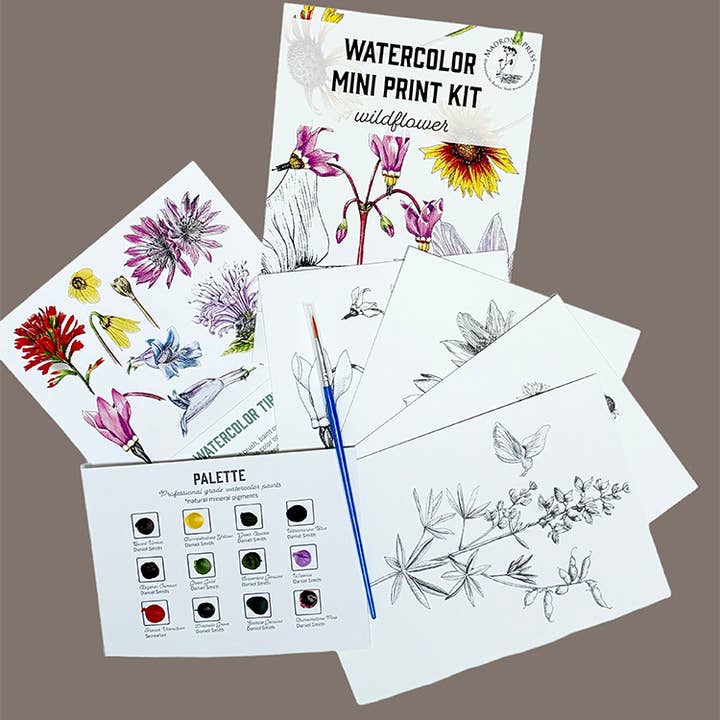 Madrona Press - Wholesale DIY Craft Kit - Watercolor Mini Print Kit - Wildflowers1