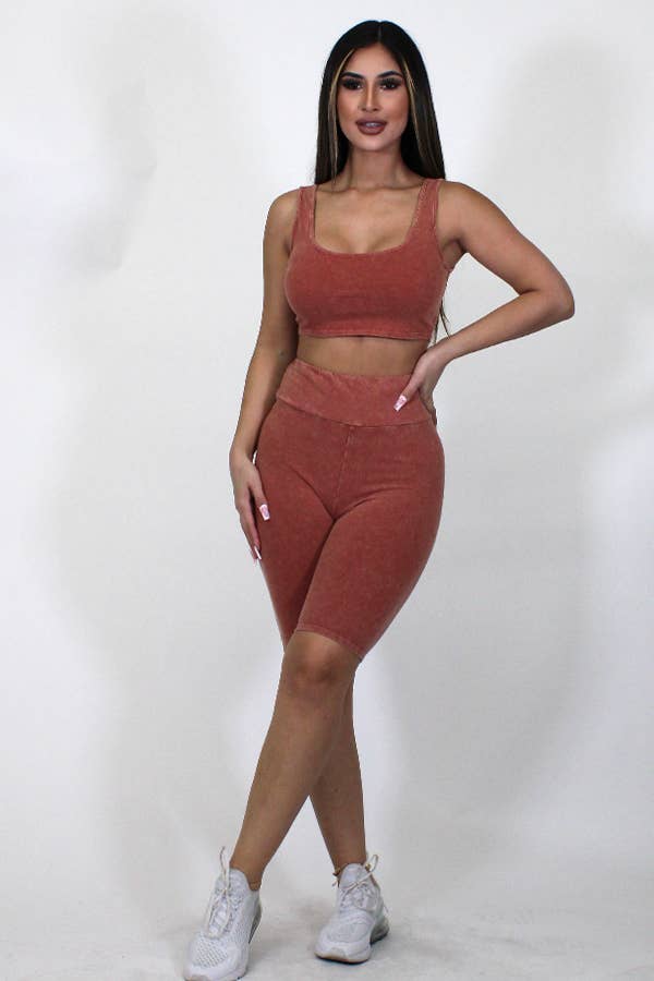 Junie – Großhandel Loungewear-Set – Damen – Mineralgewaschenes Tanktop und Biker Short Set17