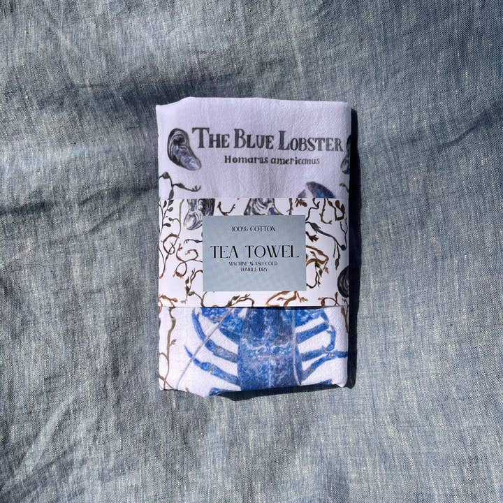 Little Harbor Studio - Wholesale Tea Towel - Blue Lobster Tea Towel2