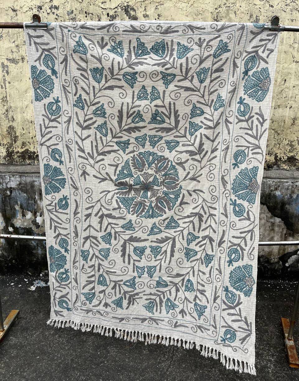 Bhawana Handicrafts - Vente Courtepointe - Couverture de pique-nique, couvre-lit brodé, couette de maison en coton Suzani0