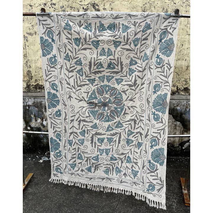 Bhawana Handicrafts - Vente Courtepointe - Couverture de pique-nique, couvre-lit brodé, couette de maison en coton Suzani