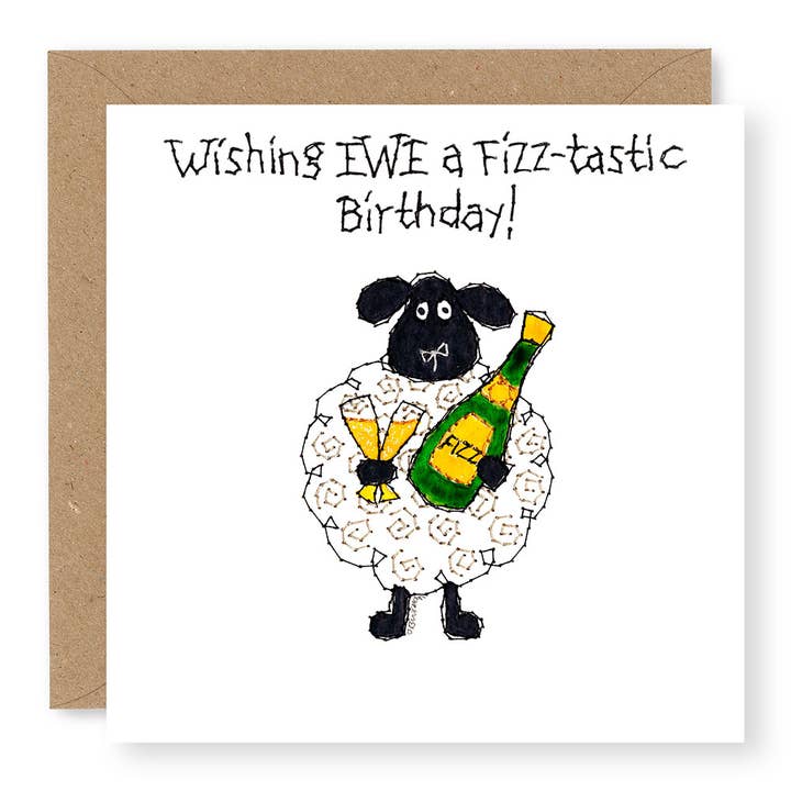 EWE Fizz-tastic Birthday for wholesale by Jane Buurman Handmade (Greetings Cards)