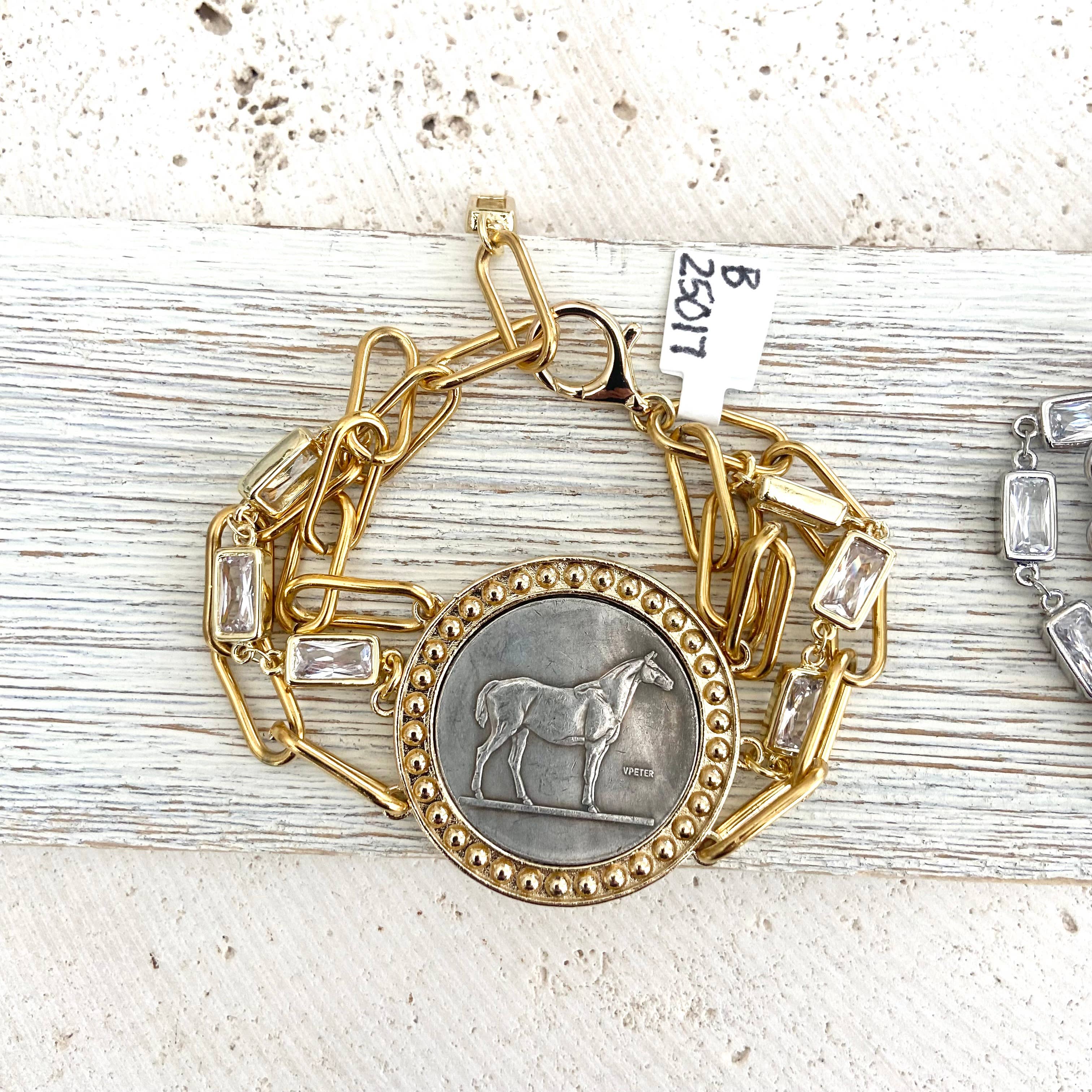 VB&CO Designs Handmade Jewelry - Wholesale Charm/Dangle Bracelet - Horse jewelry coin bracelet country western derby equestrian9