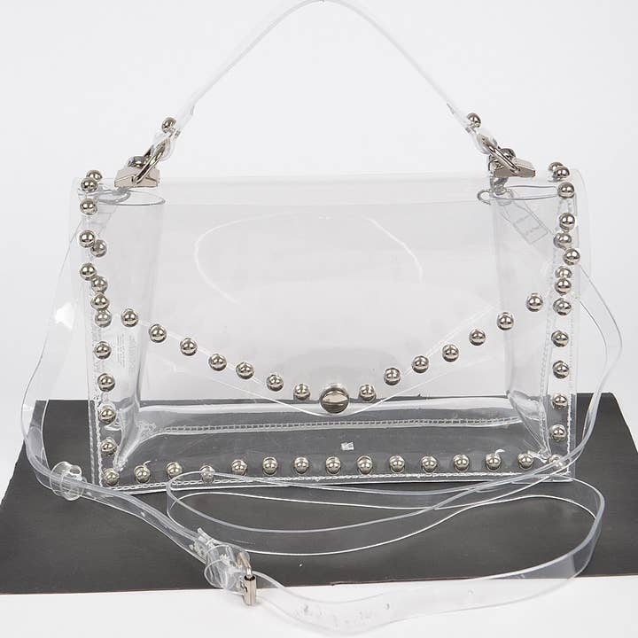 3AM BY H&D ACCESSORIES - Wholesale Crossbody Bag - Women's - Round Stud Clear Bag